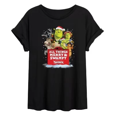 Женская футболка с объемным рисунком All Things Merry and Swampy, черная
