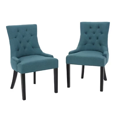 Set of 2 Hayden Tufted Dining Chairs - dark teal