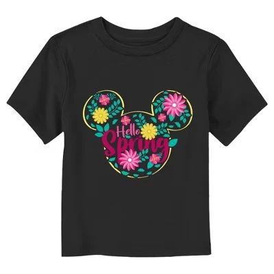 Футболка с логотипом Mickey & Friends Hello Spring Flowers для малышей, черная