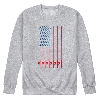 Мужская флисовая толстовка с изображением флага рыболовной удочки athletic heather