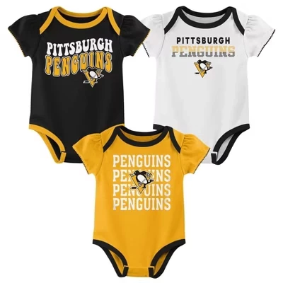 Боди для маленьких девочек Pittsburgh Penguins 3pk с отделкой из состаренной латуни