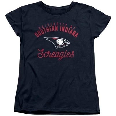 Женская футболка Screaming Eagles из Университета Южной Индианы синего цвета