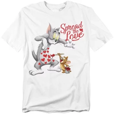 Men's Tom And Jerry Valentine's Day Spread The Love T-Shirt white