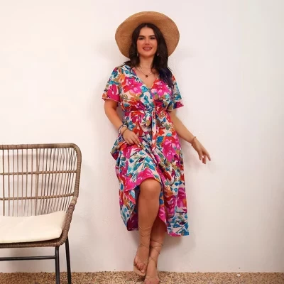 Женское платье Yesfashion больших размеров, розовое