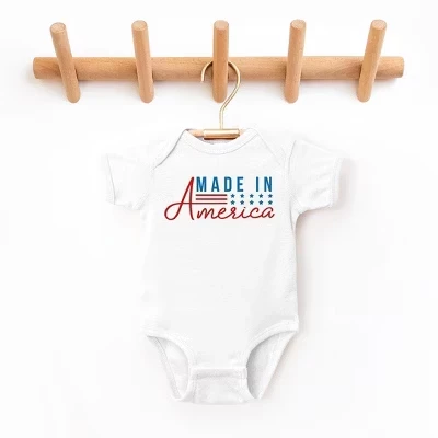 Детское боди Made In America в звездно-полосатую полоску белого цвета