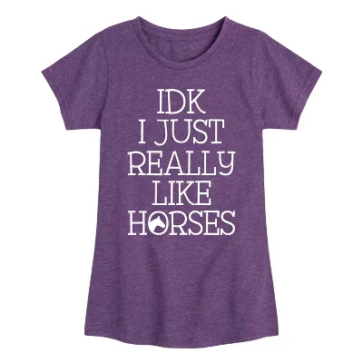 Приталенная футболка с коротким рукавом и рисунком Idk I Like Horses