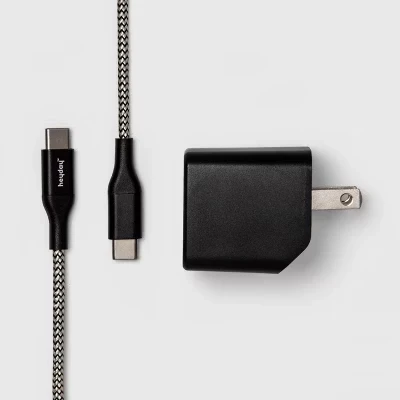 Зарядное USB-A/USB-C heyday 2‑порт с кабелем 1,8 м, черное