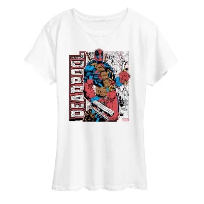 Women's -  - Deadpool Comic Book Panel Short Sleeve Graphic T-Shirt white