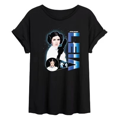 Женская футболка Star Wars Leia Collage оверсайз, черная