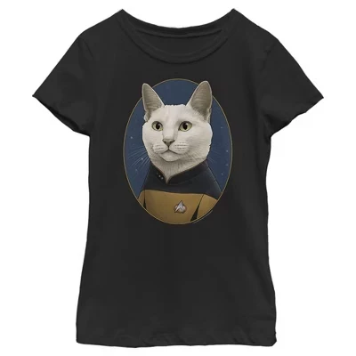Girl's : The Next Generation Commander Data Cat T-Shirt black