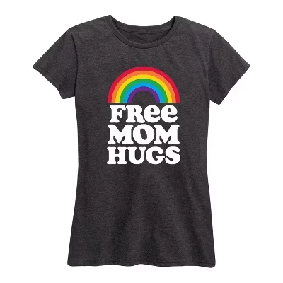 Женская футболка с коротким рукавом Pride Free Mom Hugs с графическим рисунком heather charcoal