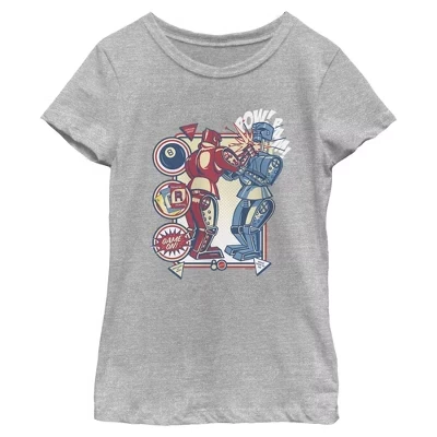 Игра для девочек Mattel Blue Bomber и Red Rocker Robots на футболке athletic heather