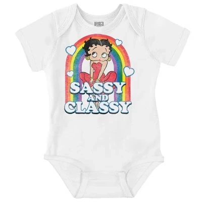 Betty Boop-Дерзкое и стильное Радужное детское боди-джемпер для девочек лицензионного черного цвета