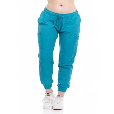 Женские брюки–скрабы HEAL+WEAR-Высокая эластичность, Дышащая ткань, Завязки на талии, Множество карманов, Растягивающиеся в 4 стороны, Рабочая одежда для медсестер, зеленый