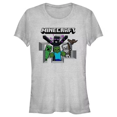 Женская футболка Minecraft Enemy Mobs, серый меланж