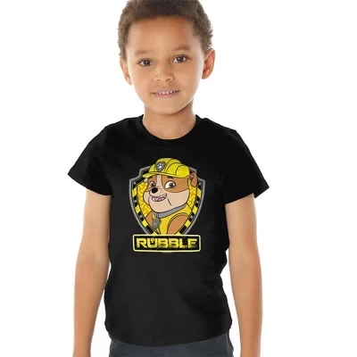 Футболка Paw Patrol Rubble Shield для маленьких мальчиков, черная