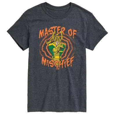 Мужская футболка Loki Master Of Mischief с коротким рукавом и графическим рисунком heather charcoal