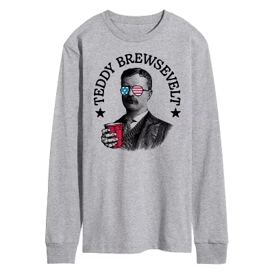 Мужская футболка с длинным рукавом Teddy Brewsevelt с графическим рисунком athletic heather