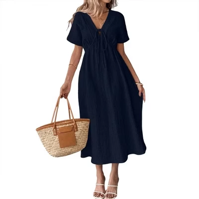 Женское платье Yesfashion макси с поясом, синее