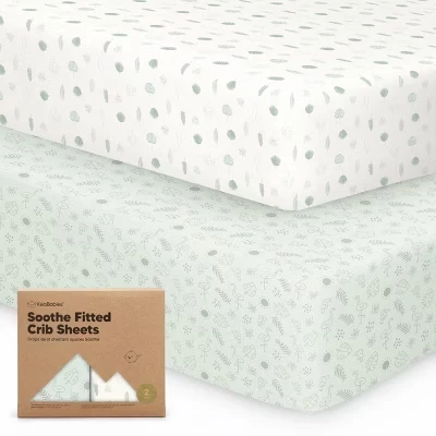 простыни для детской кроватки 2pk Soothe, нейтральные, органические, подходят для стандартного детского матраса tropic oasis размером 52x28 см