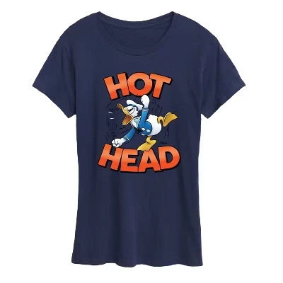 Женская футболка с изображением Дональда Дака Hot Head с коротким рукавом, синяя