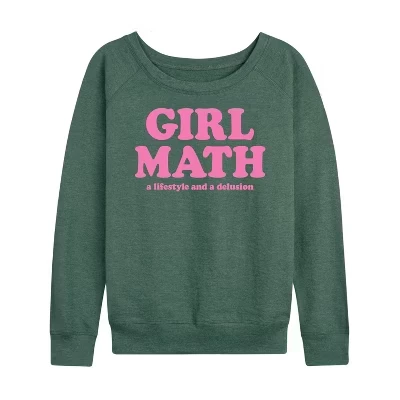 Женская рубашка Girl Math Lifestyle & Delusion, легкая французская махровая рубашка с широким вырезом и длинным рукавом, с рисунком heather juniper
