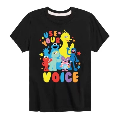 Детская футболка Sesame Street Use Your Voice, черная