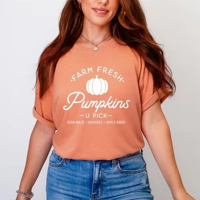 Женская футболка Simply Sage Market Farm Fresh Pumpkins, терракотовая