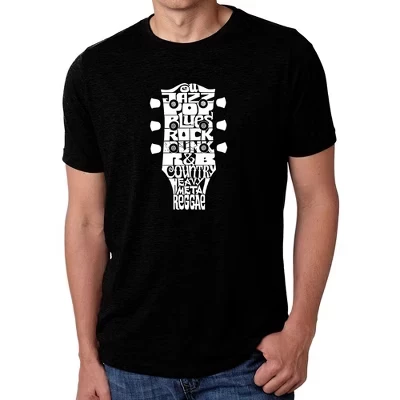 Мужская футболка премиум-класса Blend Word Art - Guitar Head Music Genres черного цвета