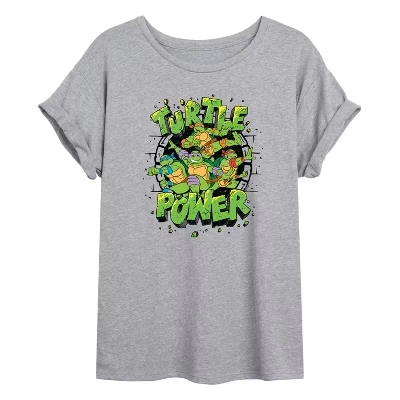 Женская футболка Turtle Power New Oversize с графическим рисунком