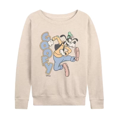 Women's -  - Goofy Lightweight French Terry Wide Neck Long Sleeve Graphic Shirt birch