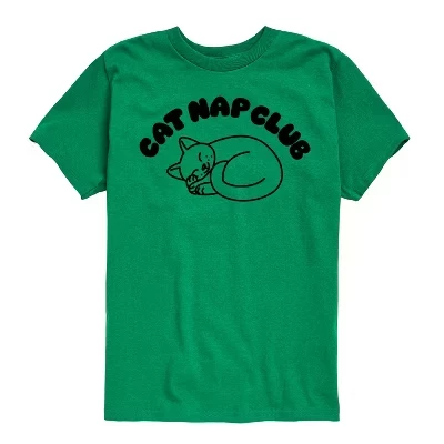 Детская футболка Instant Message Cat Nap Club, зеленая