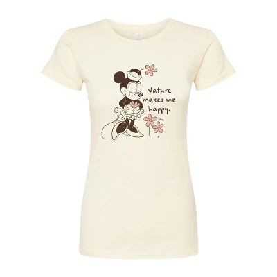 Женская футболка Minnie Nature Makes Me Happy с приталенным рисунком natural