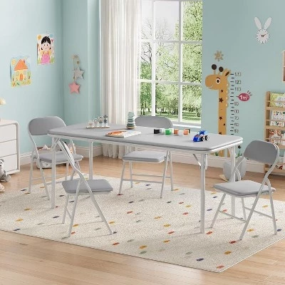 Детский комплект DobleePy: стол и 4 стула, серый