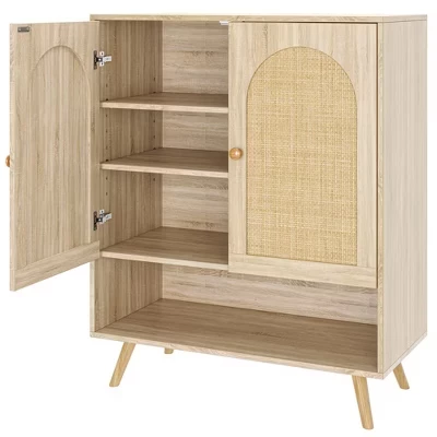 Тумба для обуви Fulvari Modern Boho, ротанг, дуб, 2 двери