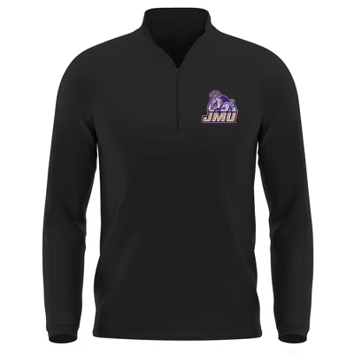 Мужской пуловер James Madison University для активного отдыха на молнии с логотипом на левой стороне груди, черный