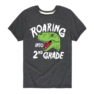 Футболка с коротким рукавом Roaring Into 2nd Grade с графическим рисунком heather charcoal