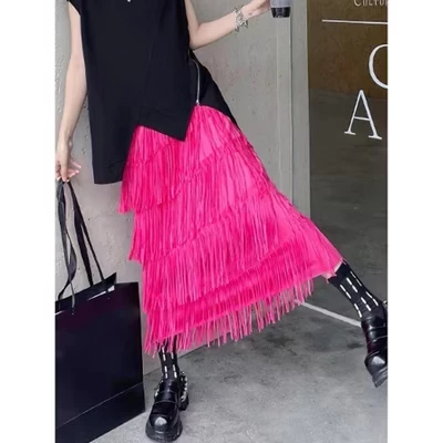 Женская юбка Yesfashion миди с высокой талией, красная