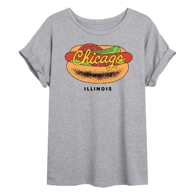 Женская футболка с объемным рисунком Chicago Dog Оверсайз
