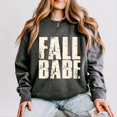 Осенний свитшот Babe Distressed - женская легкая одежда, окрашенная в черный цвет