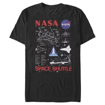 Мужская футболка NASA «Схема шаттла», черная