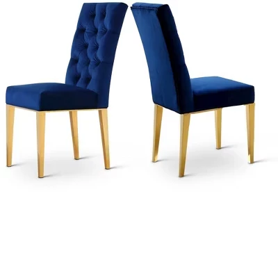 ,Бархатный обеденный стул Capri, комплект из 2 синих стульев