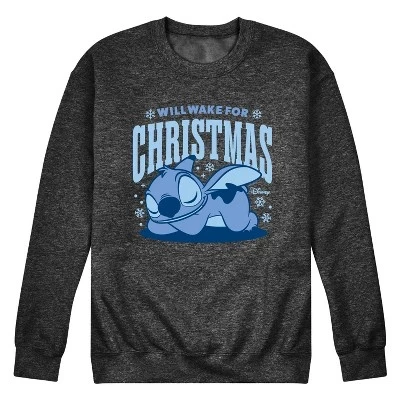 Мужская флисовая толстовка Stitch Wake For X-mas с графическим рисунком heather charcoal