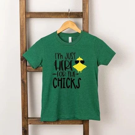 Я Здесь Только Ради молодежной футболки Chickens с коротким рукавом grass