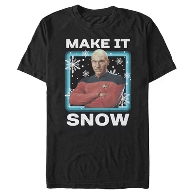 Мужская футболка : The Next Generation Captain Picard Make It Snow, черная