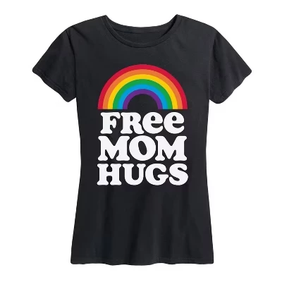 Женская футболка с коротким рукавом Pride Free Mom Hugs с графическим рисунком, черная