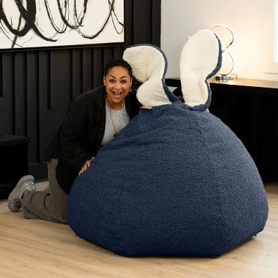 Большое кресло-мешок Raven-Symoné Home HopSeat Bunny овальной формы с ушками синего цвета