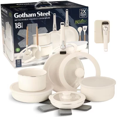Кухонный набор Gotham Steel 18 предметов керамический, кремовый