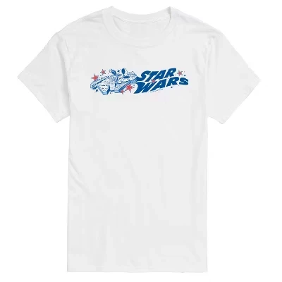 Мужская футболка с коротким рукавом Millennium Falcon Red White Blue Stars и графическим рисунком белый