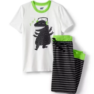 Детский топ с коротким рукавом и пижамный комплект для бега трусцой oatmeal dino stripes